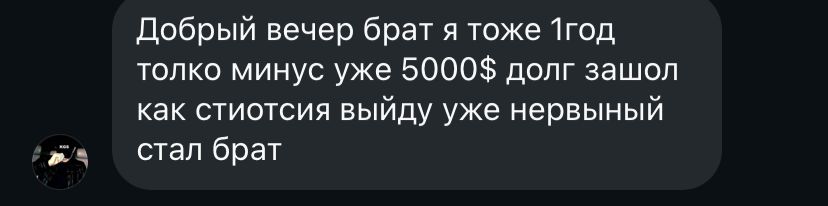Сообщение трейдера о годе торговли и убытках